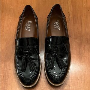 Franco Sarto Shiny Black Tassel Loafers